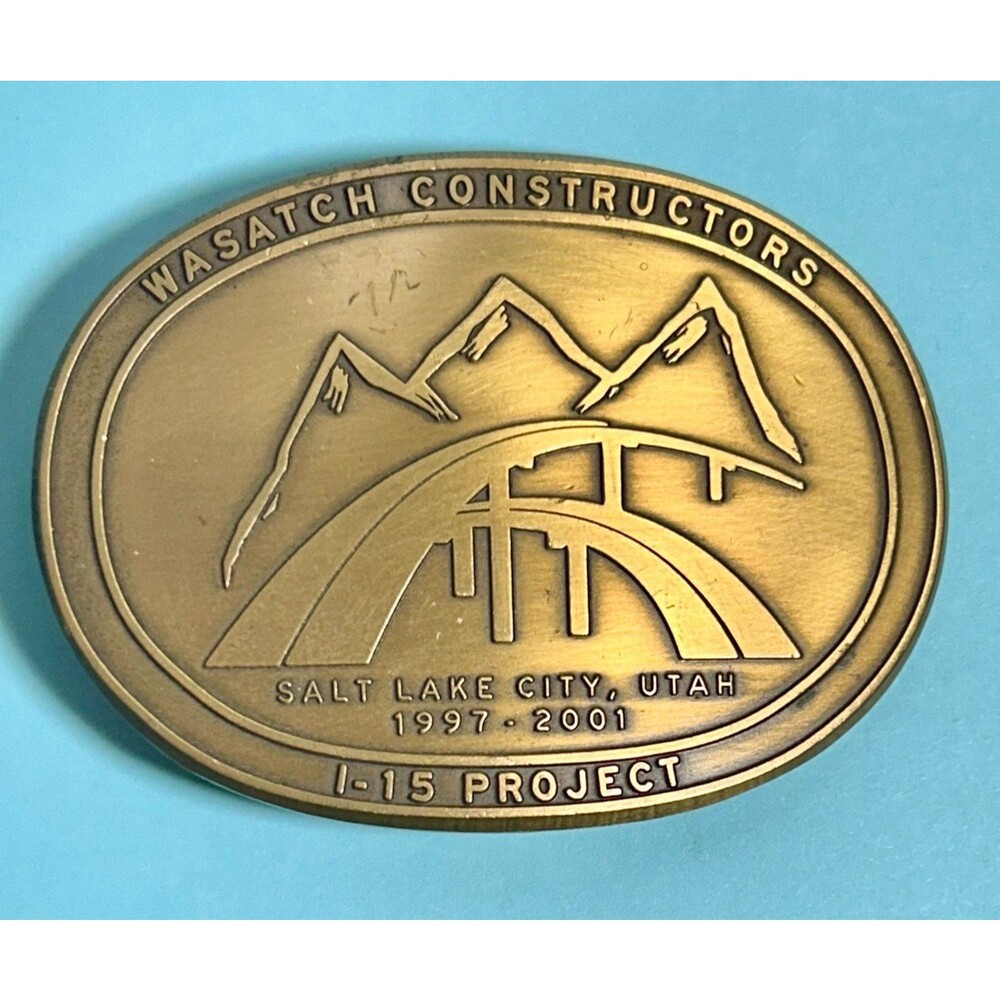 Wasatch Constructors I-15 Project Salt Lake City Utah 1997-2001 Belt Buckle